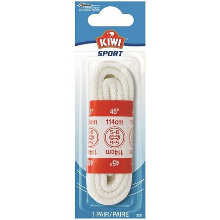 KIWI 70434 Shoelaces, Round, White, 45 in L 64303